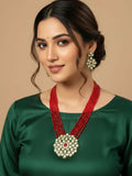 NVR Women Gold Plated Red Kundan Jewellery Set - Distacart