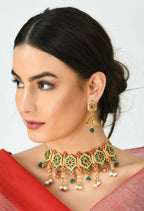 Mominos Fashion Johar Kamal Women Gold-Plated Brass Finish Meena & Pearls Work Choker - Distacart