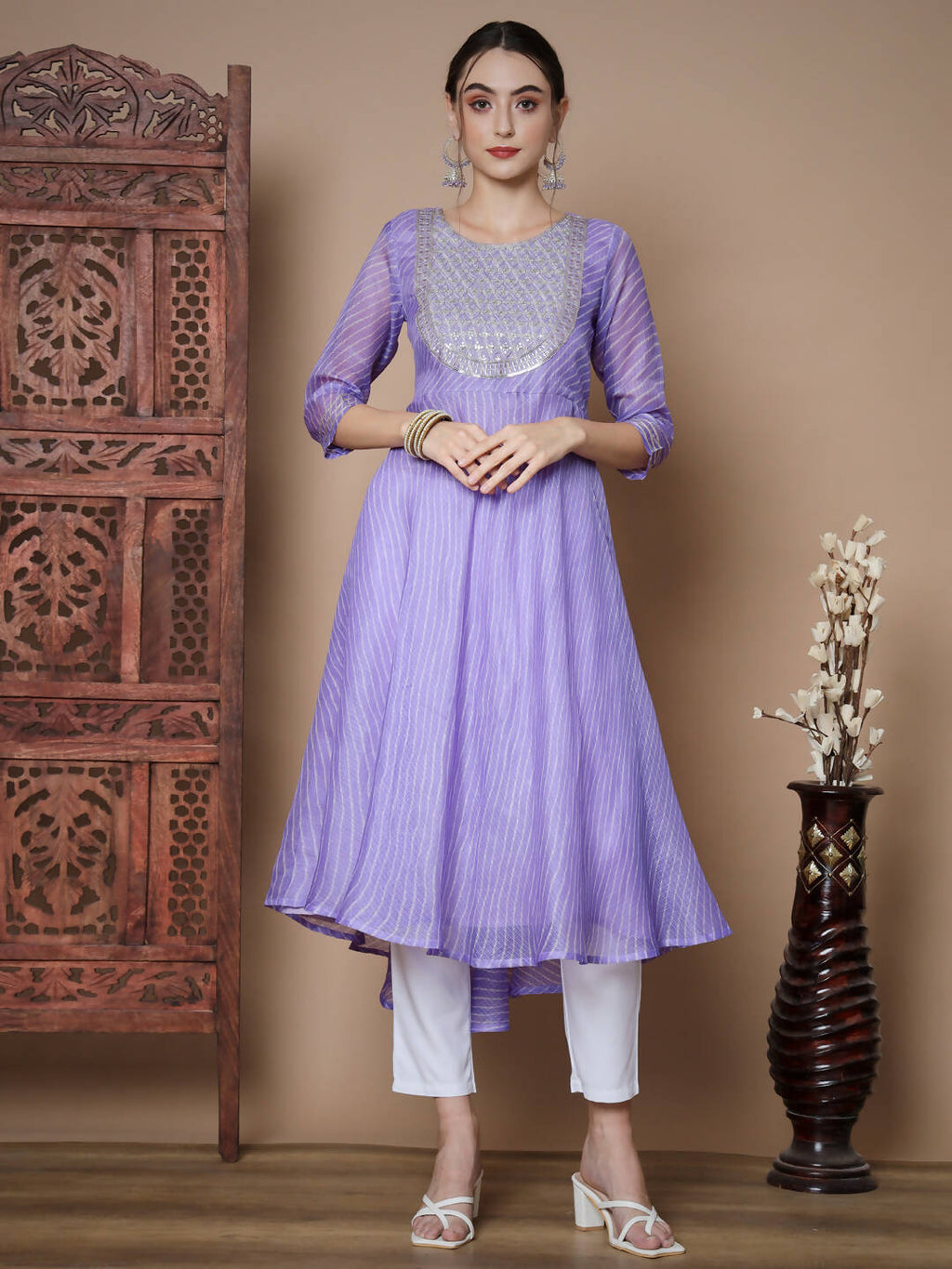 Myshka Women's Purple Anarkali Kurta