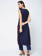 Aniyah Rayon Block Printed Layered Kurta In Red (AN-120K)