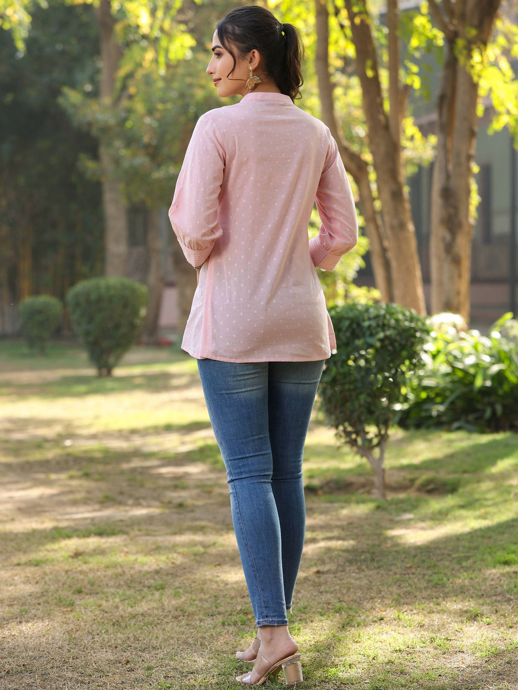 Juniper Women's Pink Cotton Solid With Embroidered Straight Tunic - Distacart