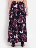 Myshka Women's Multi Printed Crepe Na Na Casual Skirt