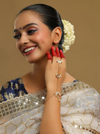 Ruby Raang Gold Chand Kundan Haath Phool - Distacart