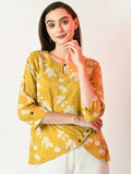 Myshka Women's Yellow Printed Top