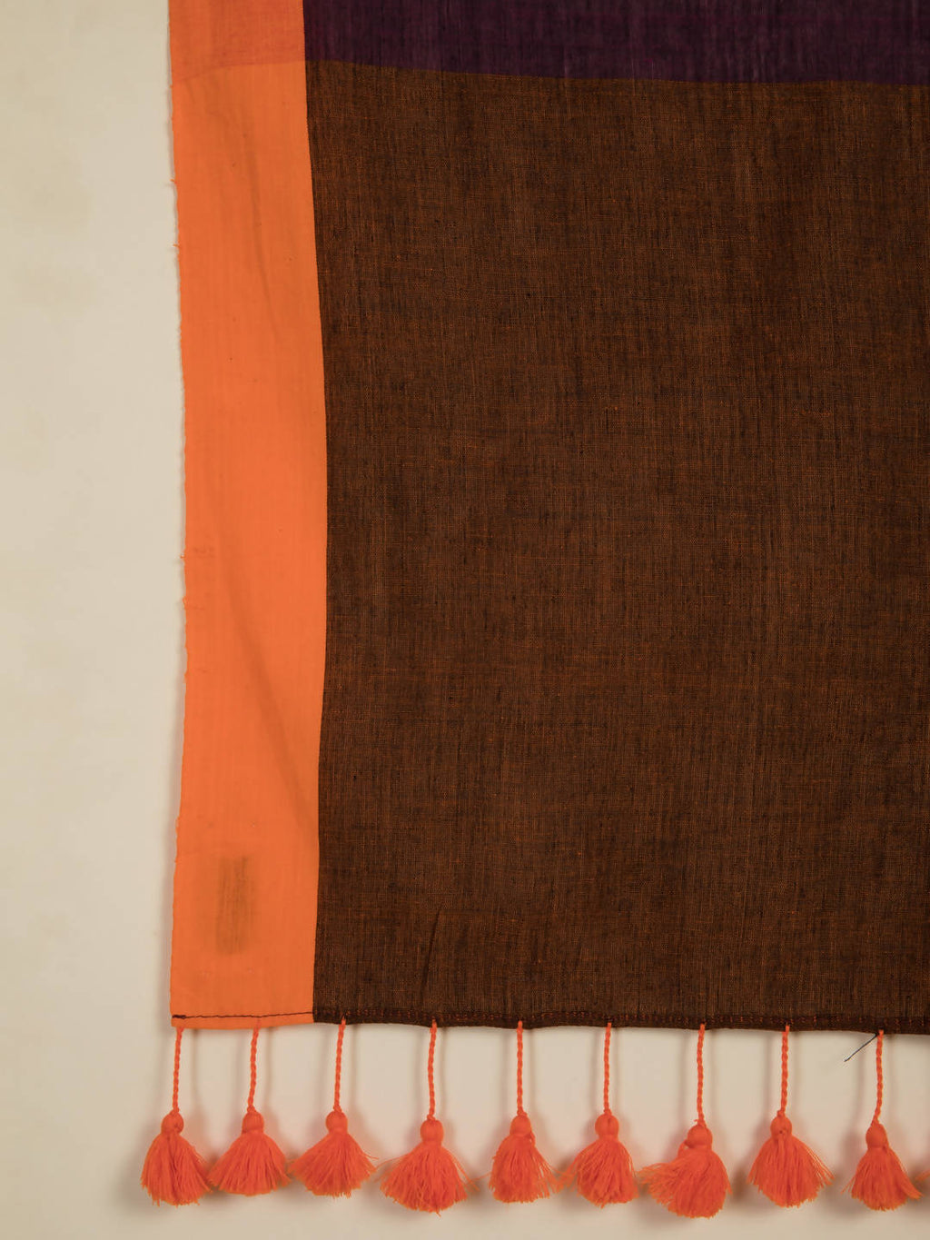 Suta Purple Orange Colourblocked Pure Cotton Saree - Distacart