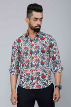Miravan Men's Multi-Colour Floral Print Partywear Shirt