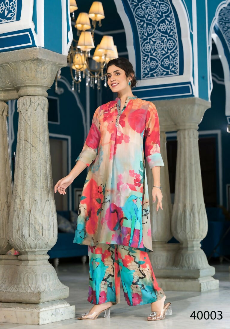 Designer Stylish Light Brown With Sky Pure Muslin Stitched Suit - Apoorva