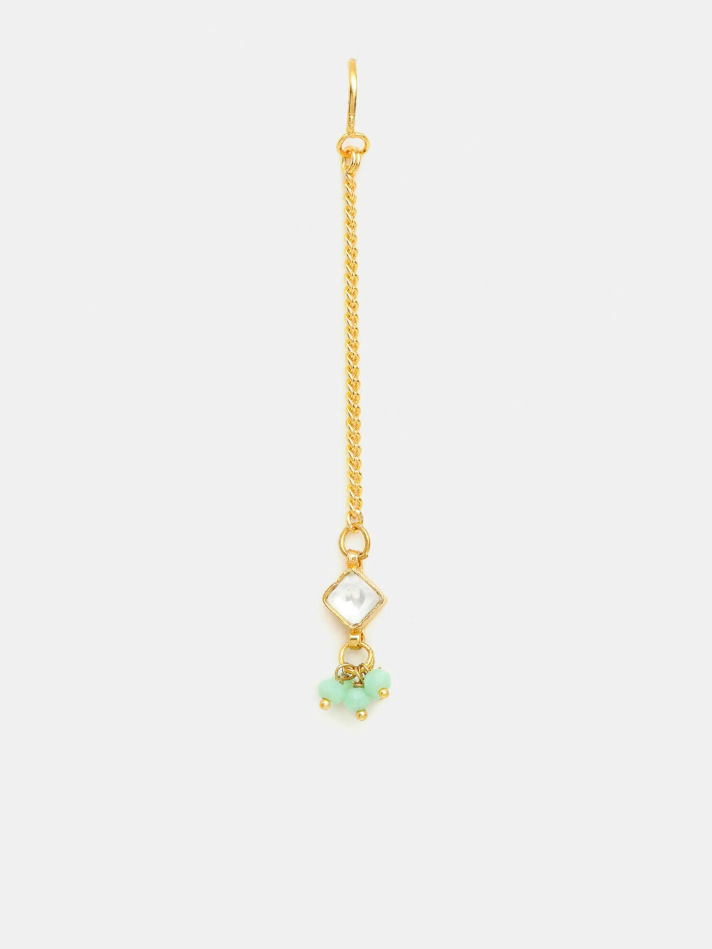 Ruby Raang Set Of Pastel Green Maang Tikka And Earrings - Distacart