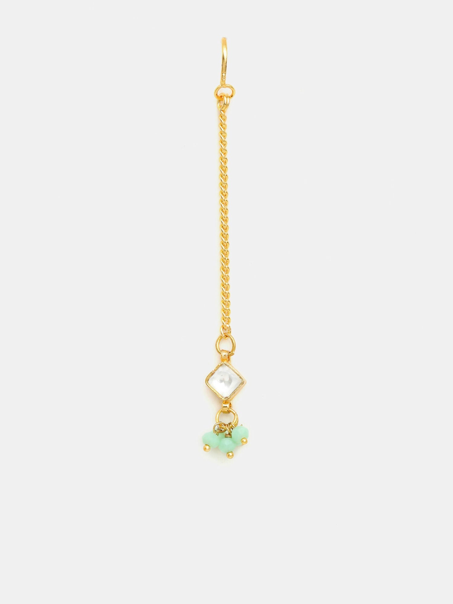 Ruby Raang Set Of Pastel Green Maang Tikka And Earrings - Distacart