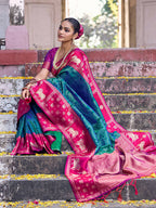 Shree Shyam Fashion Teal Soft Silk Saree - Distacart