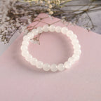 NVR Men & Women White Marbel Crystal Elasticated Bracelet - Distacart