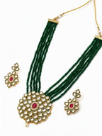 NVR Women Gold Plated Green Kundan Jewellery Set - Distacart