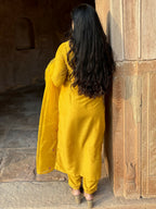 Vellora Mustard Yellow Silk Blend Festive Style Readymade Salwar Suit