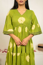 Joban Fashion Green Tie & Dye Cotton Dress - Distacart