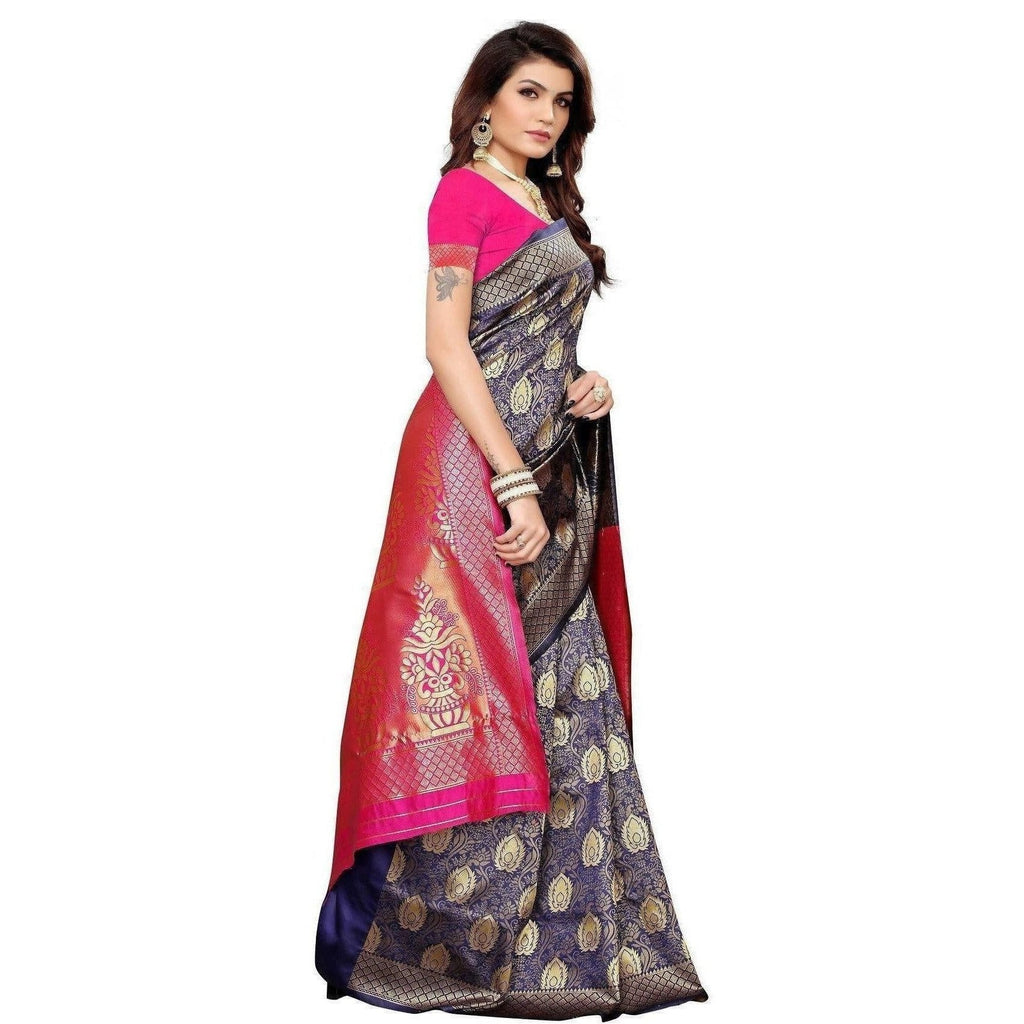 Vamika Banarasi Jaquard Blue Weaving Saree (BANARASI 04)