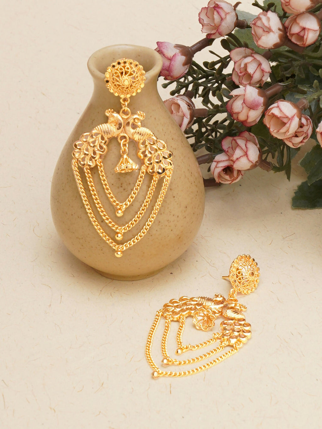 Golden Earrings (Gold) - Ruby Raang - Distacart