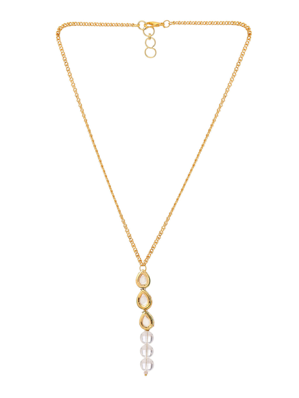 Ruby Raang White Clear Quartz Kundan Necklace