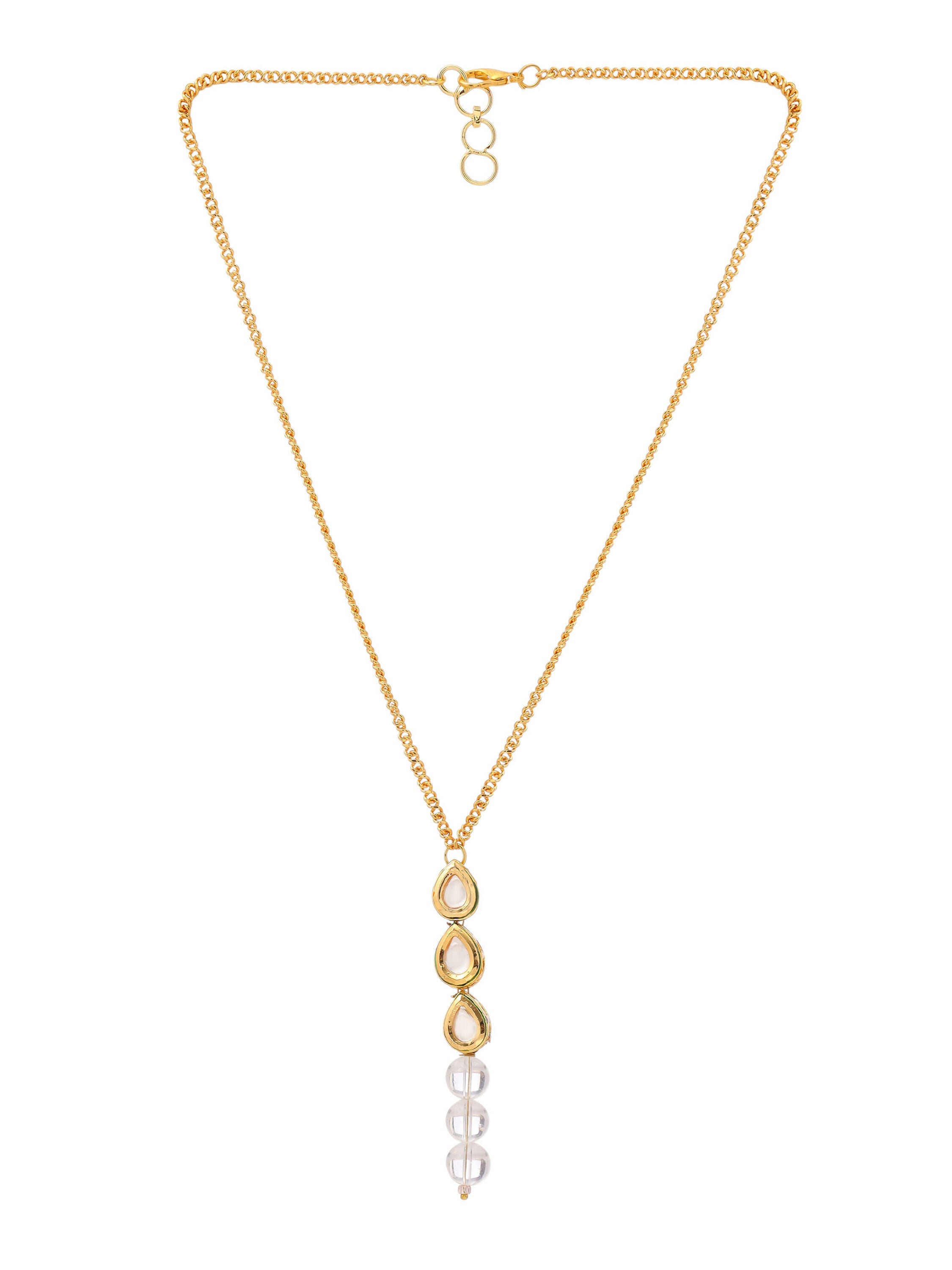 Ruby Raang White Clear Quartz Kundan Necklace