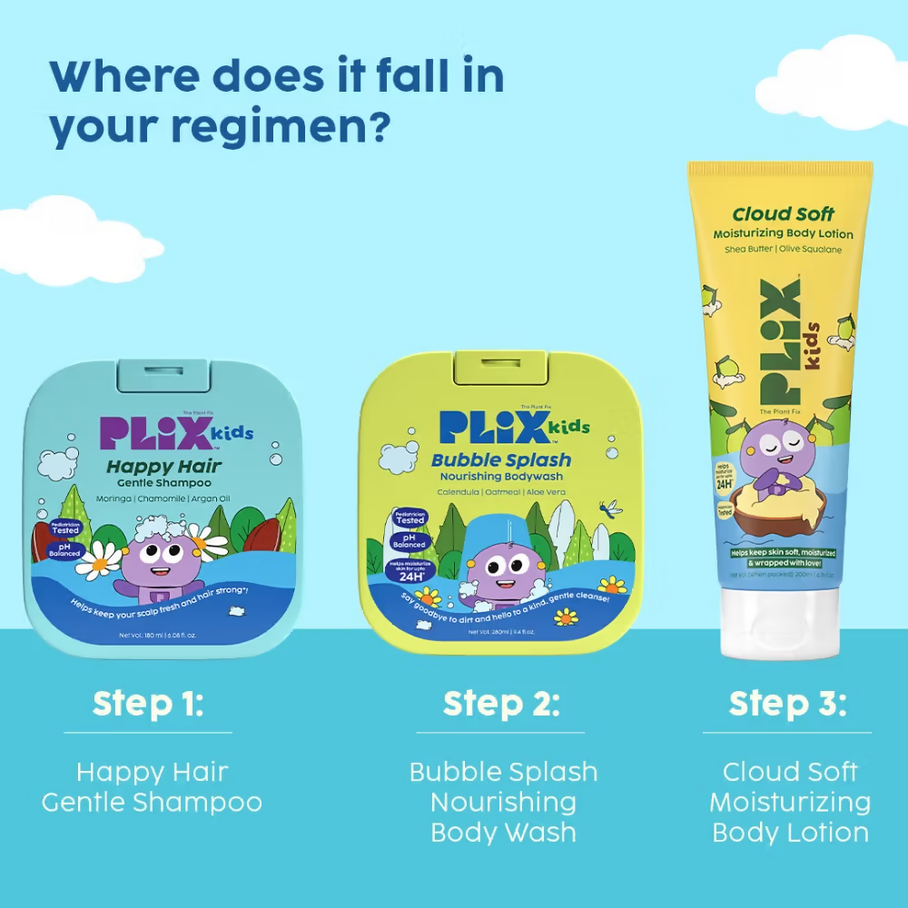 PLIX The Plant Fix Kids Happy Hair Gentle Shampoo & Bubble Splash Body Wash