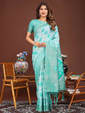 Shree Shyam Fashion Sajni Sea Green Linen Cotton Saree