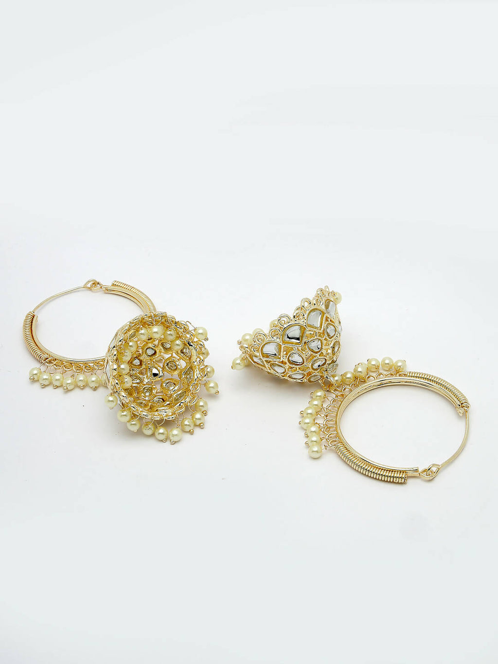 NVR Women Gold-Plated Handcrafted Kundan Jhumka Earrings - Distacart