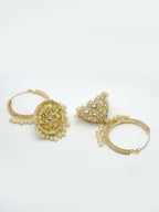 NVR Women Gold-Plated Handcrafted Kundan Jhumka Earrings - Distacart