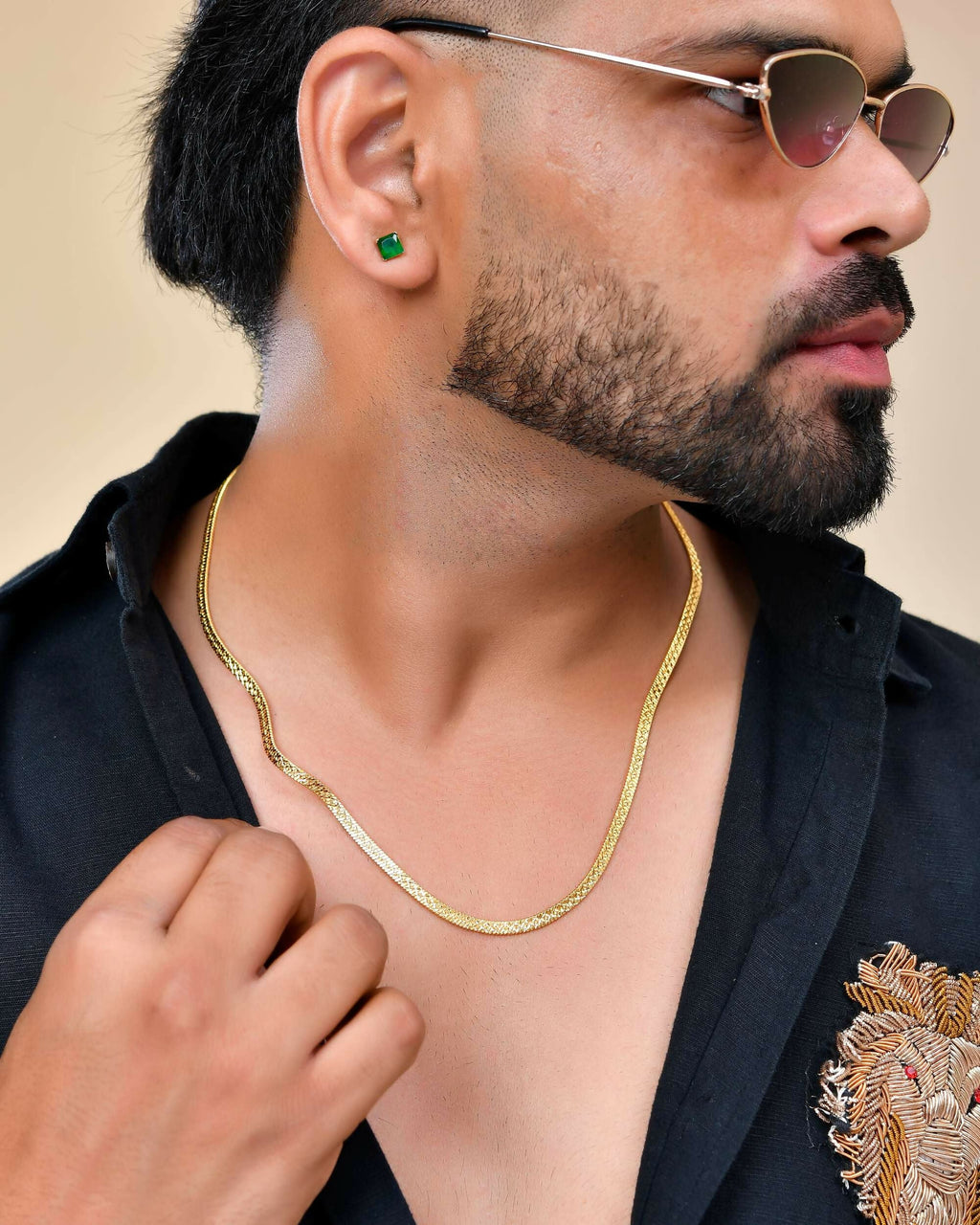 VOJ Men's Gold-Polished Thick Snake Chain