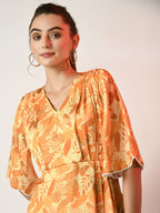 Myshka Women's Yellow Printed Dress - Distacart