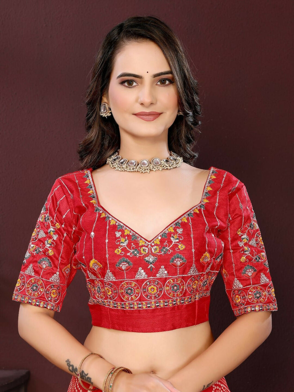 Ai Fashion Red Georgette Digital Print Party Wear Saree - Distacart