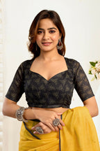 Vastranavya Mustard Digital Printed Linen Ready To Wear Designer Saree with Unstitched Blouse - Distacart