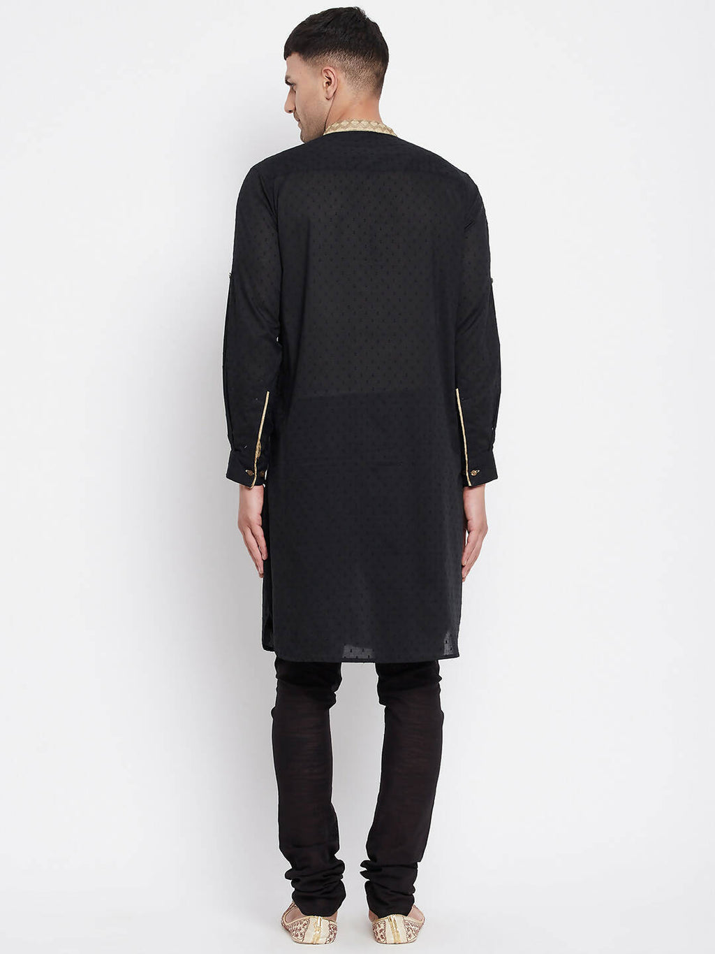 Even Apparels Black Pure Cotton Men's Kurta With Contrast Collar And Placket - Distacart