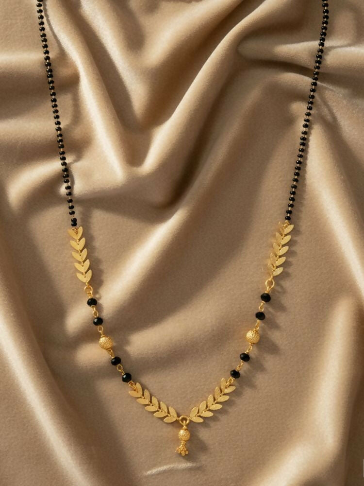 NVR Women Gold Plated Black Beaded Short Design Mangalsutra - Distacart