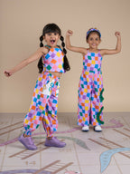 Snakes and Ladders Girls Multi Color Rotary Print Top and Pant Set from Siblings Collection