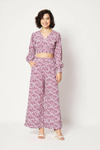 Pink Crepe Digital Printed Top With Matching Trouser - Shivani