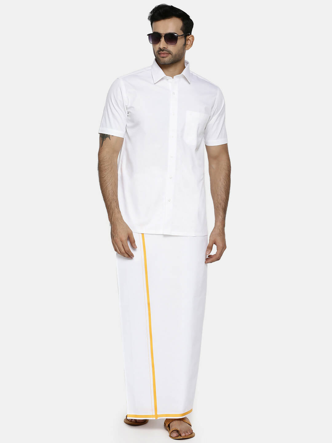Ramraj Cotton Mens Half Sleeve Formal 100% Cotton White Shirt
