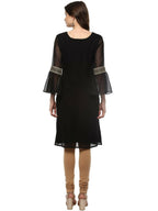Ahalyaa Women's Black Georgette Glitter Print Kurta - Distacart