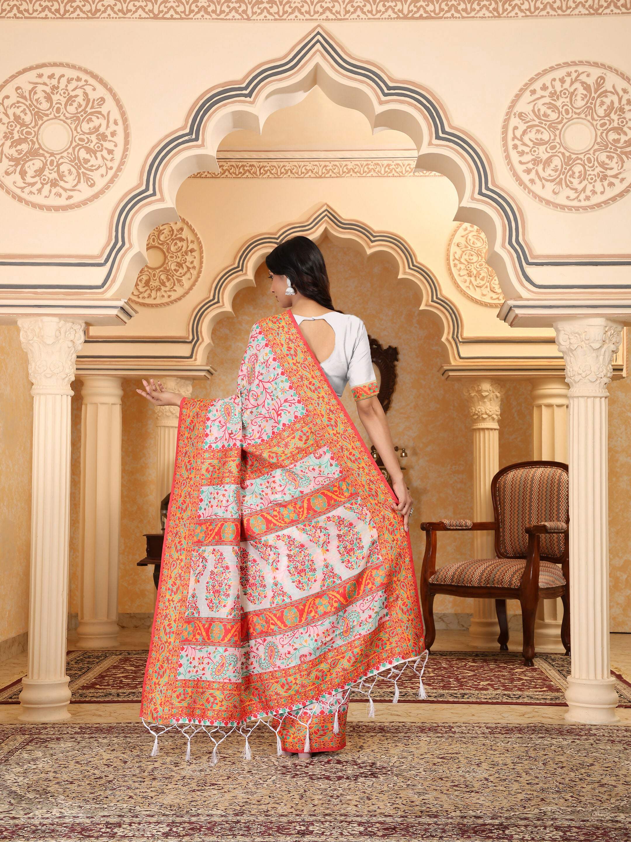 Shree Shyam Fashion Linen Cotton(Woven Work) Multicolour Saree - Distacart