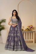 Kesar Fab Purple Silk Embroidered Lehenga