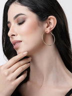 NVR Women Gold-Toned Geometric Hoop Earrings - Distacart