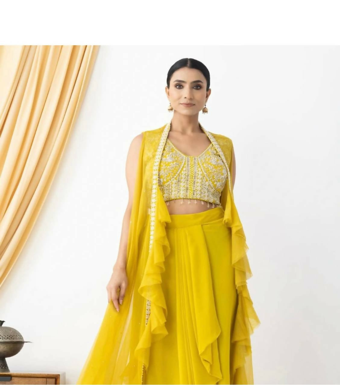 Joban Fashion Yellow Kurta Set Georgette Embroidery Sequence Work - Distacart