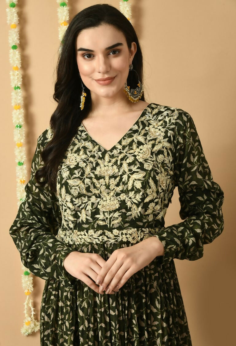 Joban Fashion Green Chinnon Kurta Set