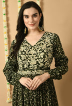 Joban Fashion Green Chinnon Kurta Set