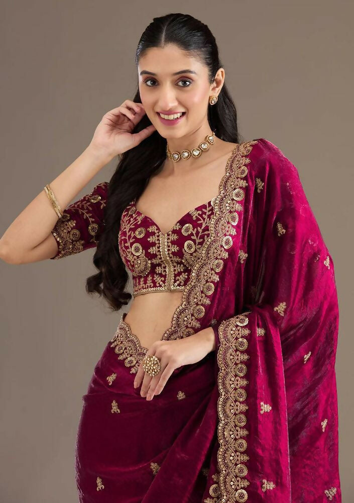 Joban Fashion Red Frendy Satin Silk Party Wear Sarees - Distacart