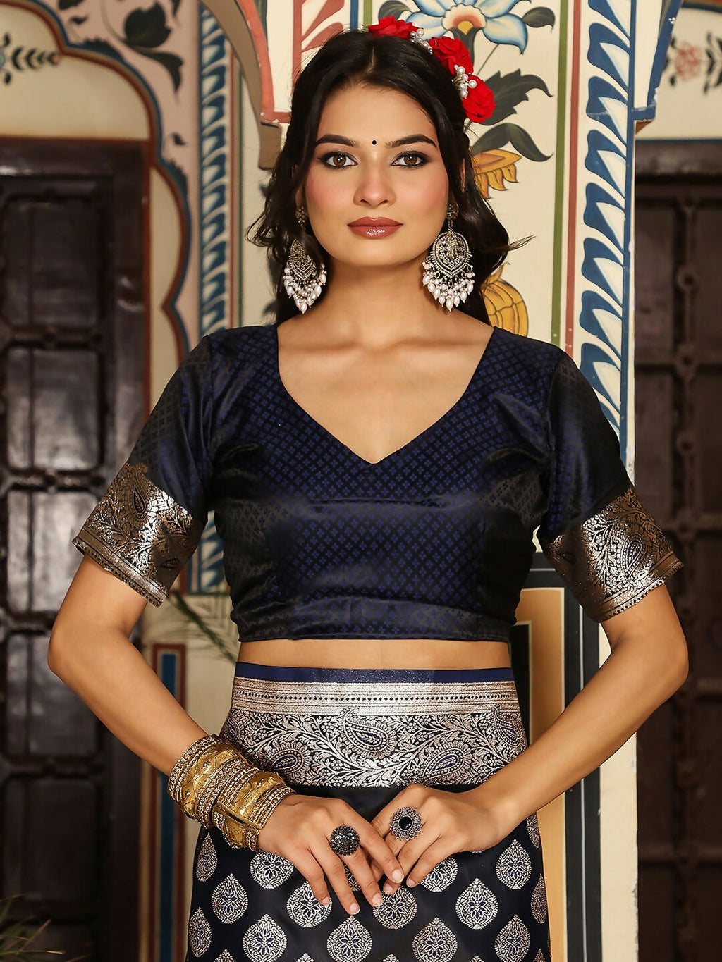 Shree Shyam Fashion Navy Blue Silk Saree - Distacart
