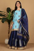 Joban Fashion Turquoise Silk Lehenga Set