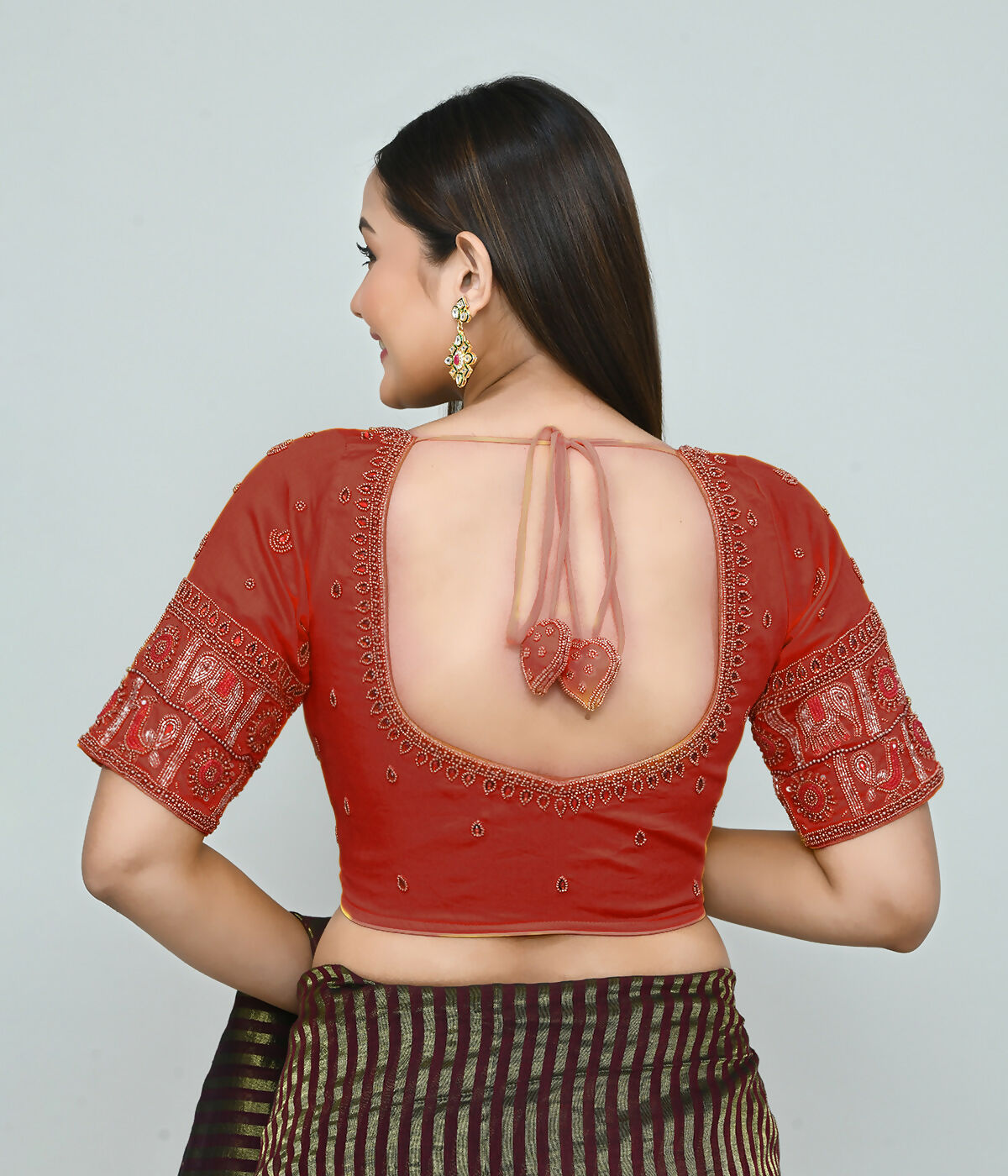 Joban Fashion Women's Red Embroidered Stitched Blouse - Distacart