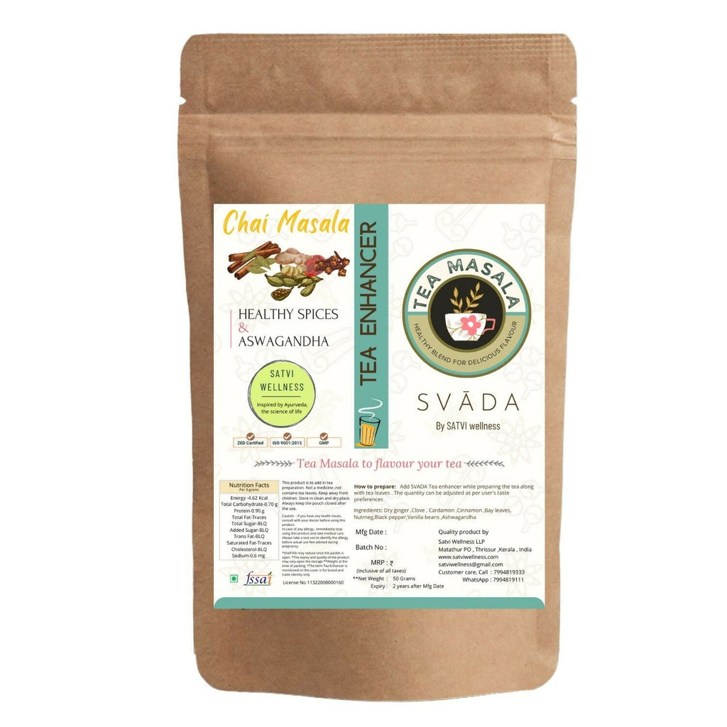 Satvi Wellness Tea masala with Ashwagandha | Ashwagandha tea mix | Satvi Tea enhancer - Distacart