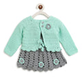 ChutPut Hand knitted Crochet Maharani Wool Dress For Baby Girls - Green