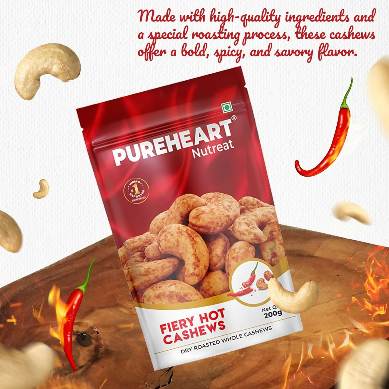 Pureheart Nutreat Fiery Hot Cashews - Distacart