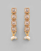VOJ Gold Tone Stone Studded Choker With Earrings Set